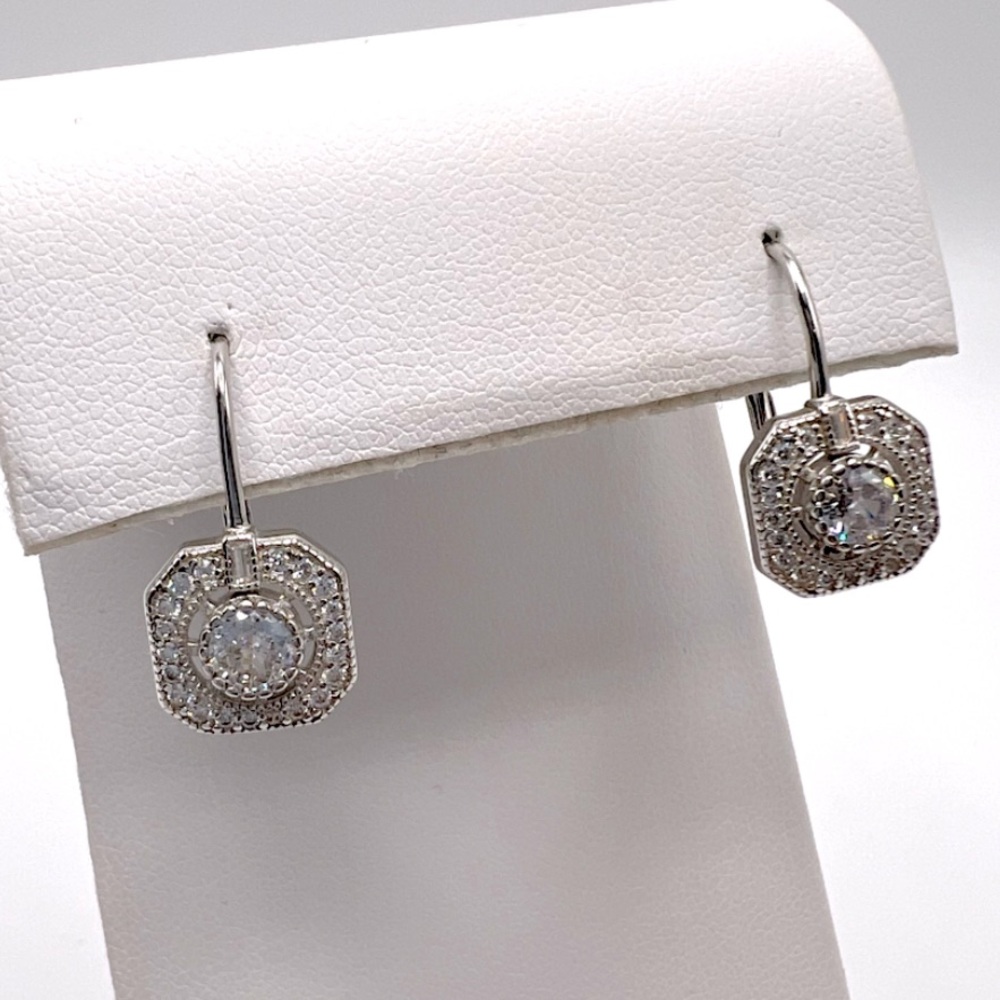 .925 Vintage Inspired Cz Lever Back Earrings